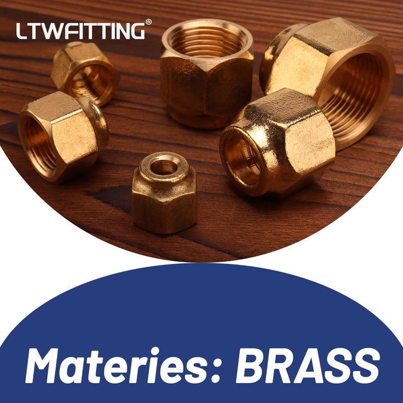 LTWFITTING Assortment Kit Tube OD 1/4-Inch 5/16-Inch 3/8-Inch 1/2-Inch 3/4-Inch 5/8-Inch Brass Flare Short Forged Nut Set(Pack of 30) - Image 4